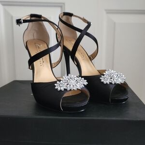 MARK+JAMES by Badgley Mischka Black Satin Heels